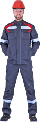 Костюм СТАРАТЕЛЬ летний, серый-красный (Куртка+брюки) Кос555 - фото 4658