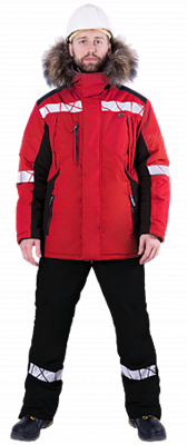 Куртка ХАЙ-ТЕК SAFETY зимняя, красный-черный КУР215 - фото 5324