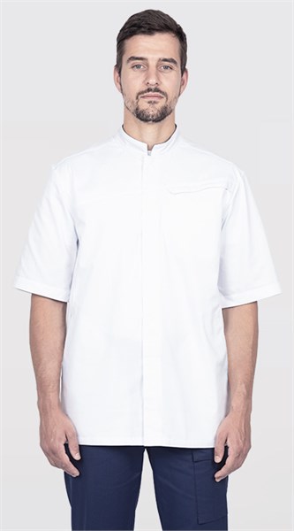 Блуза муж. жен. ЛОРД с коротким рукавом, белый, т.зеленый, т.синий, бордо Блу001